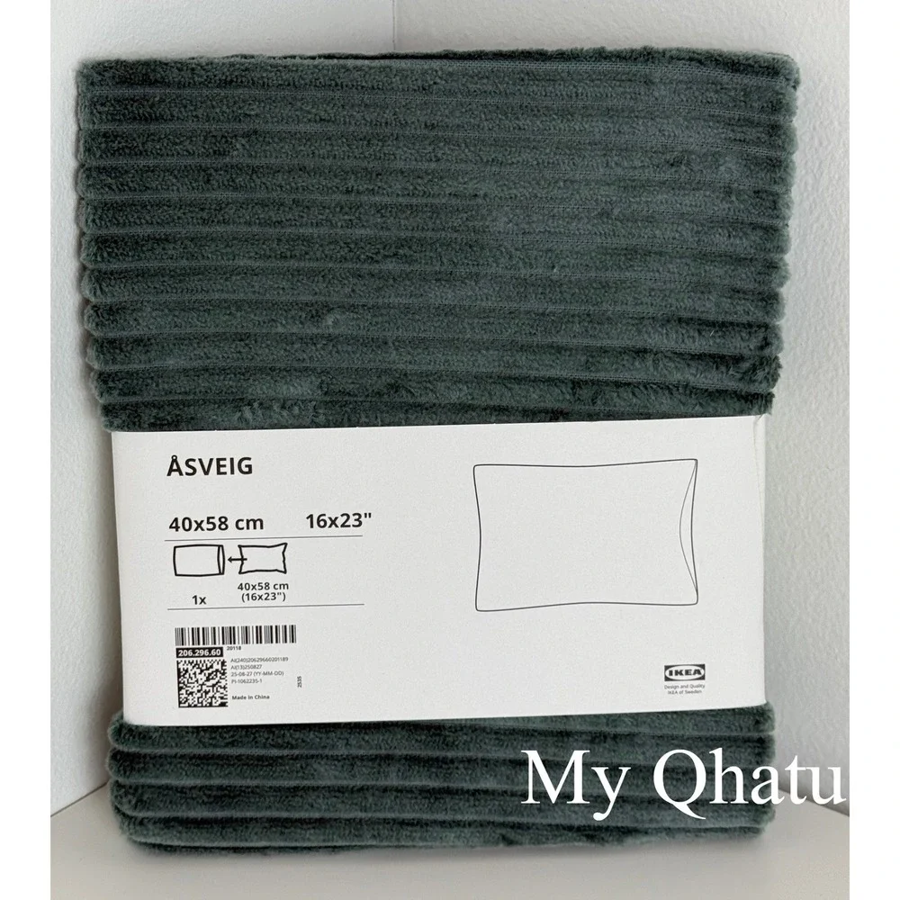 IKEA ASVEIG Cushion Cover Dark Gray Turquoise 16x23